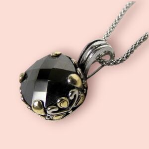Black stone Sterling SILVER Chain Necklace size 18"